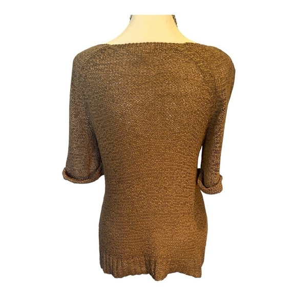 BCBGeneration Sweater Open Weave 3/4 Rolled Sleeve in Light Brown Size XS - Picture 3 of 6